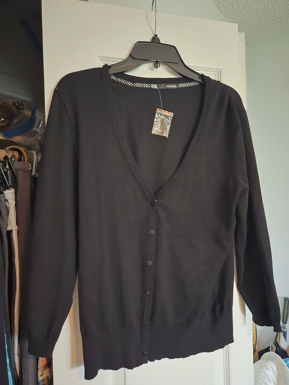 Maurices Black V-Neck Button Front Cardigan